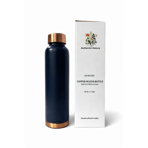 Authentic Nature Copper Water Bottle 900ml | With Anti Oxidant Properities | Provides Health Benefits | Pure Tamba | Blue