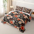 thumbnail image 3 of Erosebridal Vintage Orange Daisy Quilt Full for Women Girls, Boho Leaf Foliage Print Full Bedspread Sets, 3 Pieces, 3 of 7