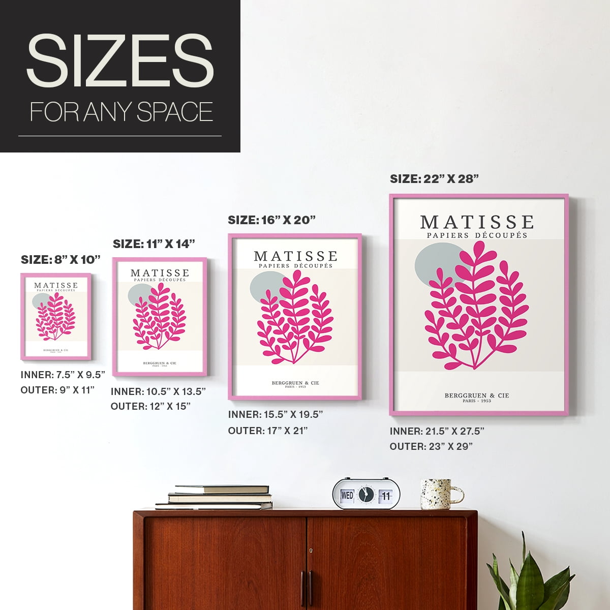 Matisse CDXXI in Pink Solid Wood Framed Print No Nail Hanging