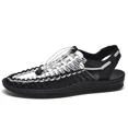 thumbnail image 5 of Sandalias de gladiador para hombre, zapatos de verano tejidos hechos a mano de alta calidad para hombre, sandalias de playa informales sin cordones para exteriores, zapatillas planas, 5 of 5