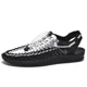 thumbnail image 5 of Sandalias de gladiador para hombre, zapatos de verano tejidos hechos a mano de alta calidad para hombre, sandalias de playa informales sin cordones para exteriores, zapatillas planas, 5 of 5