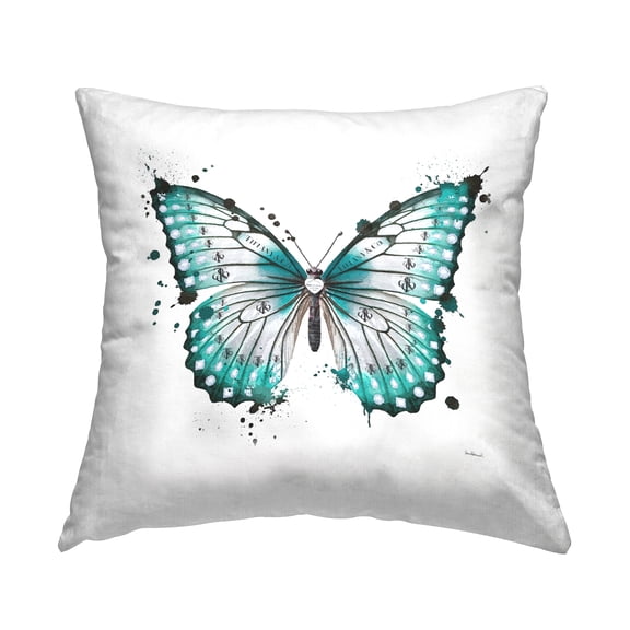 Stupell Industries Blue Modern Butterfly Decorative Printed Throw Pillow, 18 x 18