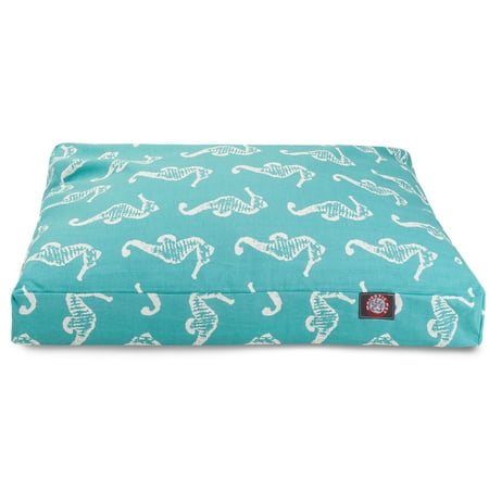 UPC: 0788995516538 | Majestic Pet | Sea Horse Shredded Memory Foam Rectangle Pet Bed For Dogs  Removable Cover  Teal  Large
