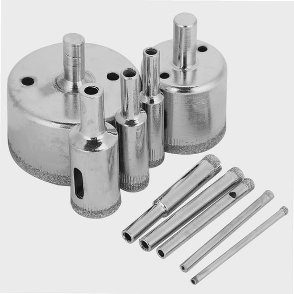 10Pcs Diamond Coated Core Drill Bit Set - Ideal for Drilling Holes in Tile, Ceramic, Glass, Porcelain, and Marble - Sizes Range from 3mm to 50mm