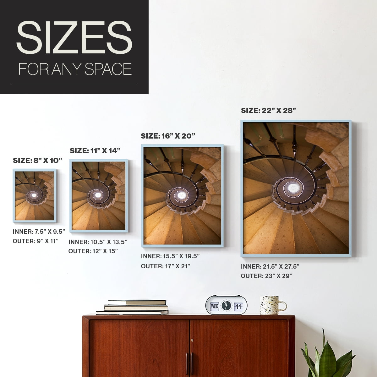 Spiraling II Framed Print in Blue Solid Wood Framed Print No Nail Hanging