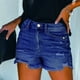 thumbnail image 1 of ICHUANYI Clearance Woman Summer Solid Color Pocket Solid Jeans Cowboy Pants Female Hole Bottom Casual Shorts(Dark Blue, L) ICHUANYI WER2023081107131, 1 of 7