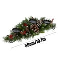 thumbnail image 3 of 20" Christmas Centerpieces for Tables and Fireplaces with 3 Candle Trays, Artificial Christmas Table Decorations with Pine Needles, Cones, Strings of Red Berries & Snowy Leaves, 3 of 5