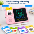 thumbnail image 3 of ICREOPRO Talking Flash Cards with LCD Writing Tablet, 2 in 1 Educational Toys for Kids, 224 English Words, 112 Double-Sided Cards, Erasable Drawing Board, Preschool Learning Toy, Pink, 3 of 9