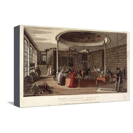 Interior View of the Temple of the Muses Bookshop, Finsbury, London, 1809 Stretched Canvas Print Wall