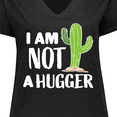 thumbnail image 4 of Inktastic I am Not a Hugger with Cactus Women's Plus Size V-Neck T-Shirt, 4 of 5