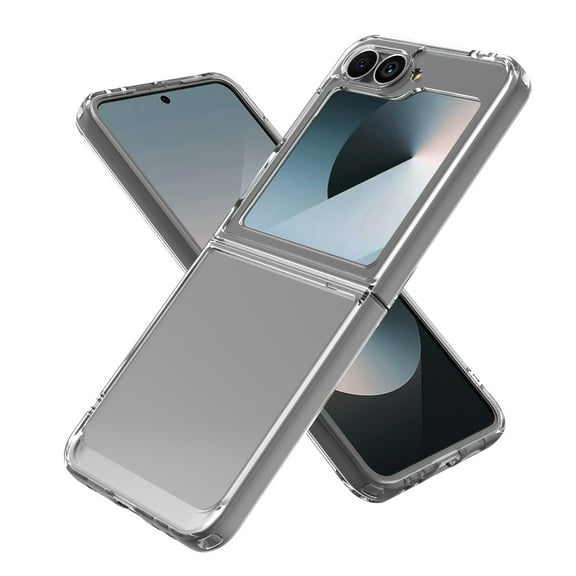 CoverON For Samsung Galaxy Z Flip6 / Galaxy Z Flip 6 Case, Hybrid Slim fit Hard Back TPU Rim Phone Rigid Cover, Clear with Chrome Buttons