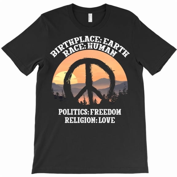 Birthplace Earth Race Human Politics Freedom Religion Love Funny Quote Graphic T-Shirt - Viral Tee G11013, Up to 5XL