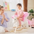 thumbnail image 2 of Qaba Kids Rocking Horse, Rocking Chair Nursery Plush Unicorn, Child Soft and Warm Ride on toy with Sing Along Song Pink, 2 of 10
