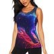 thumbnail image 1 of Balery Cosmic Cat Psychedelic Journey Camiseta sin mangas estampada ligera para mujer, tops de entrenamiento sin mangas, camisetas de yoga transpirables de secado rápido.-Medium, 1 of 7