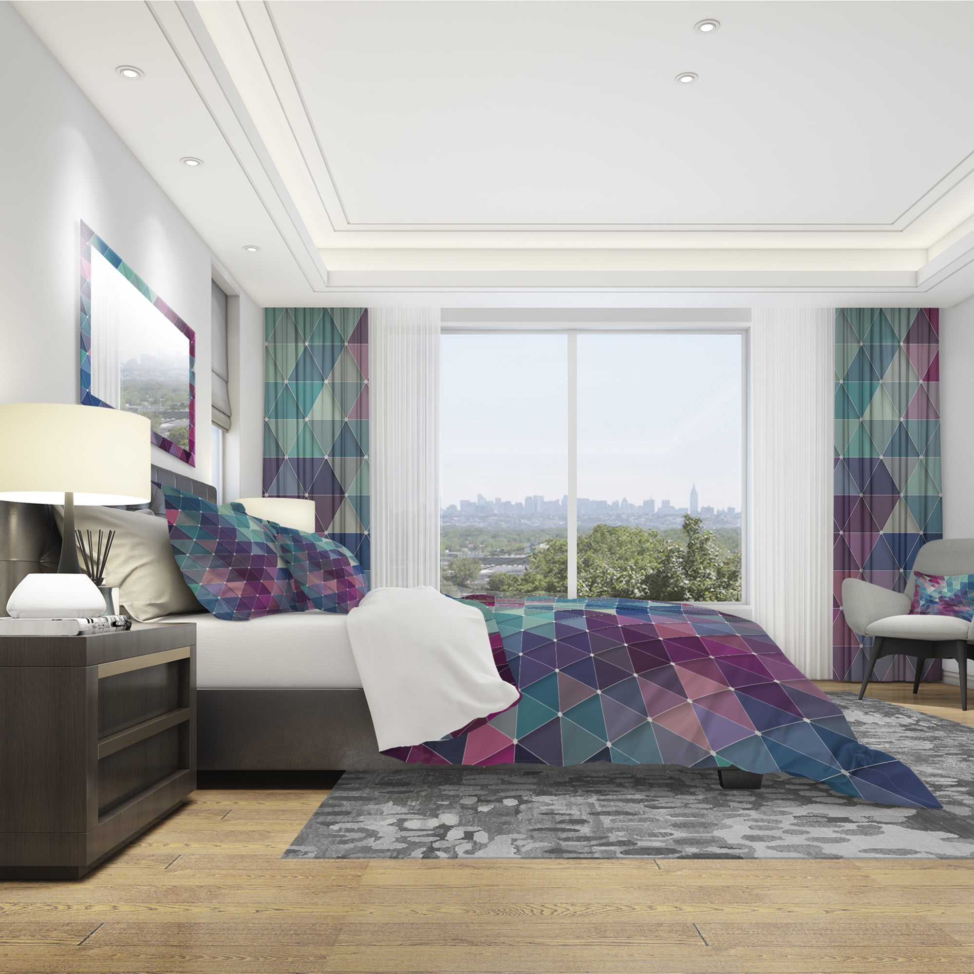 Designart 'Abstract Colorful Triangles' Modern Duvet Cover Set
