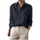 thumbnail image 1 of Camisa informal suelta de manga larga para mujer, informal, de color sólido, Top, manga larga, solapa, Top/camisa Pompotops  FGAJ21343, 1 of 9