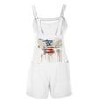 thumbnail image 4 of Linen Blend Summer Rompers Womens Loose Casual Shorts Tropical/4th of July American Flag Printed Sleeveless Jumpsuits (XL, 4th July #20), 4 of 4