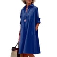 thumbnail image 1 of Vestido Zhyaj para mujer, bohemio, maxi, azul oscuro, casual, playa, 1 of 6