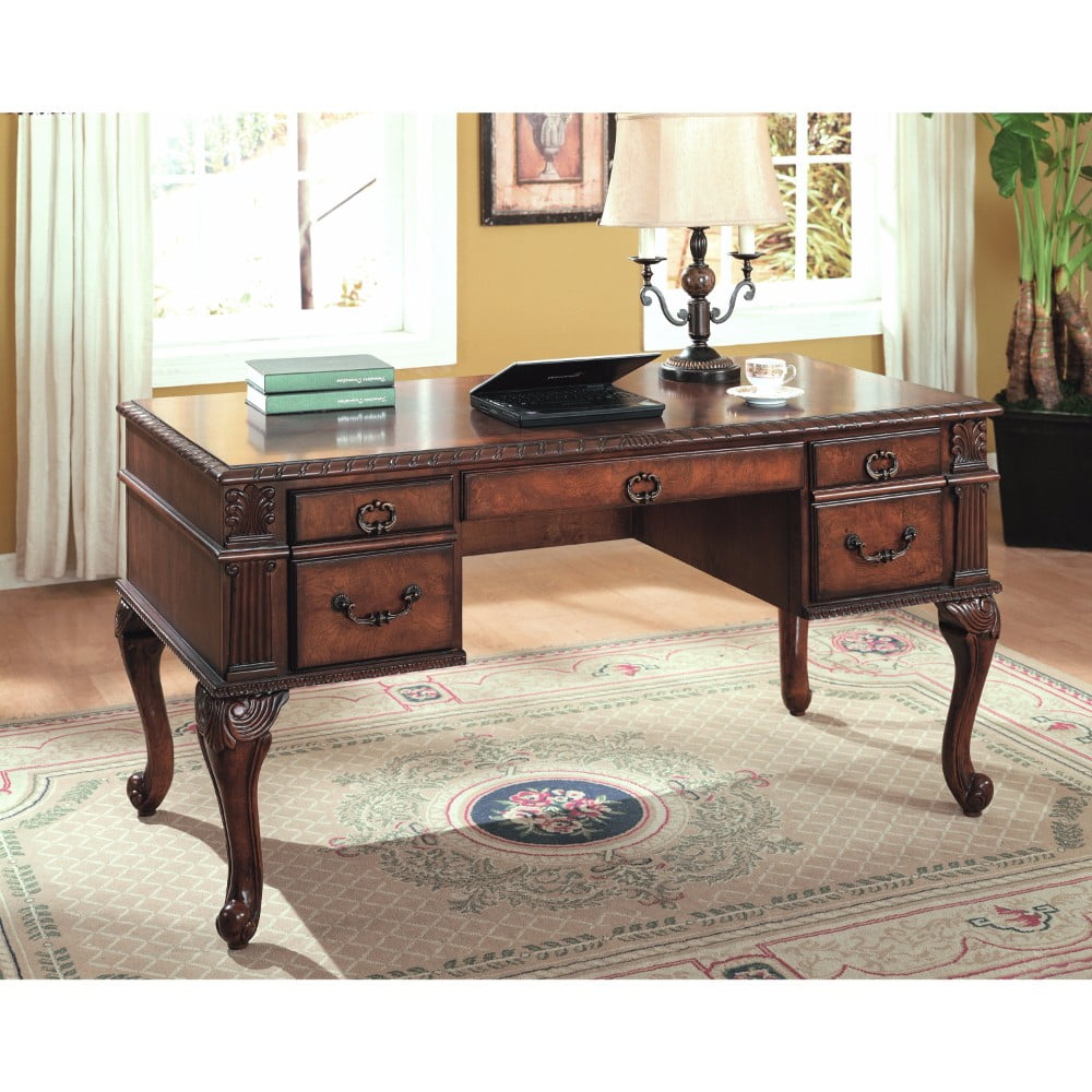 Executive Home Office Desk, Cherry Brown