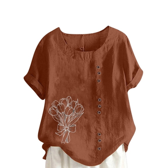Cilsoka Ladies Tops and Blouses Dressy, Women's Floral T-Shirts V-Neck Dandelion Sun Flower Graphic Casual Tee Boho Tops Cute Wildflowers Shirts, Floral Print Tshirts