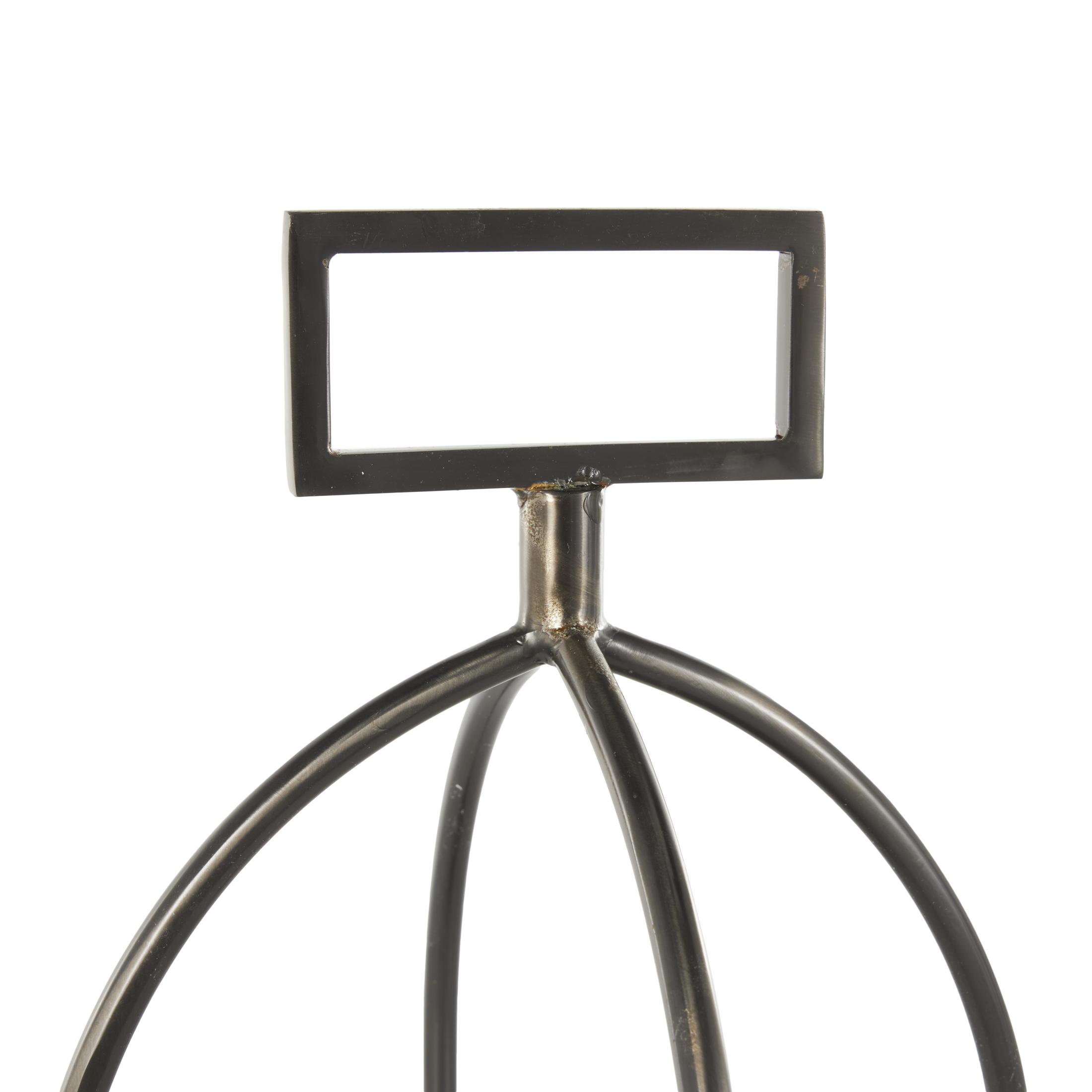 DecMode Silver Metal Open Frame Candle Lantern with Rectangle Handles