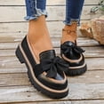thumbnail image 2 of Gpaecead Women's Oversized Bow Platform Loafers Faux Leather Chunky Sole Slip On Non Slip Comfort Shoes For Work And Casual D-Black, 2 of 7