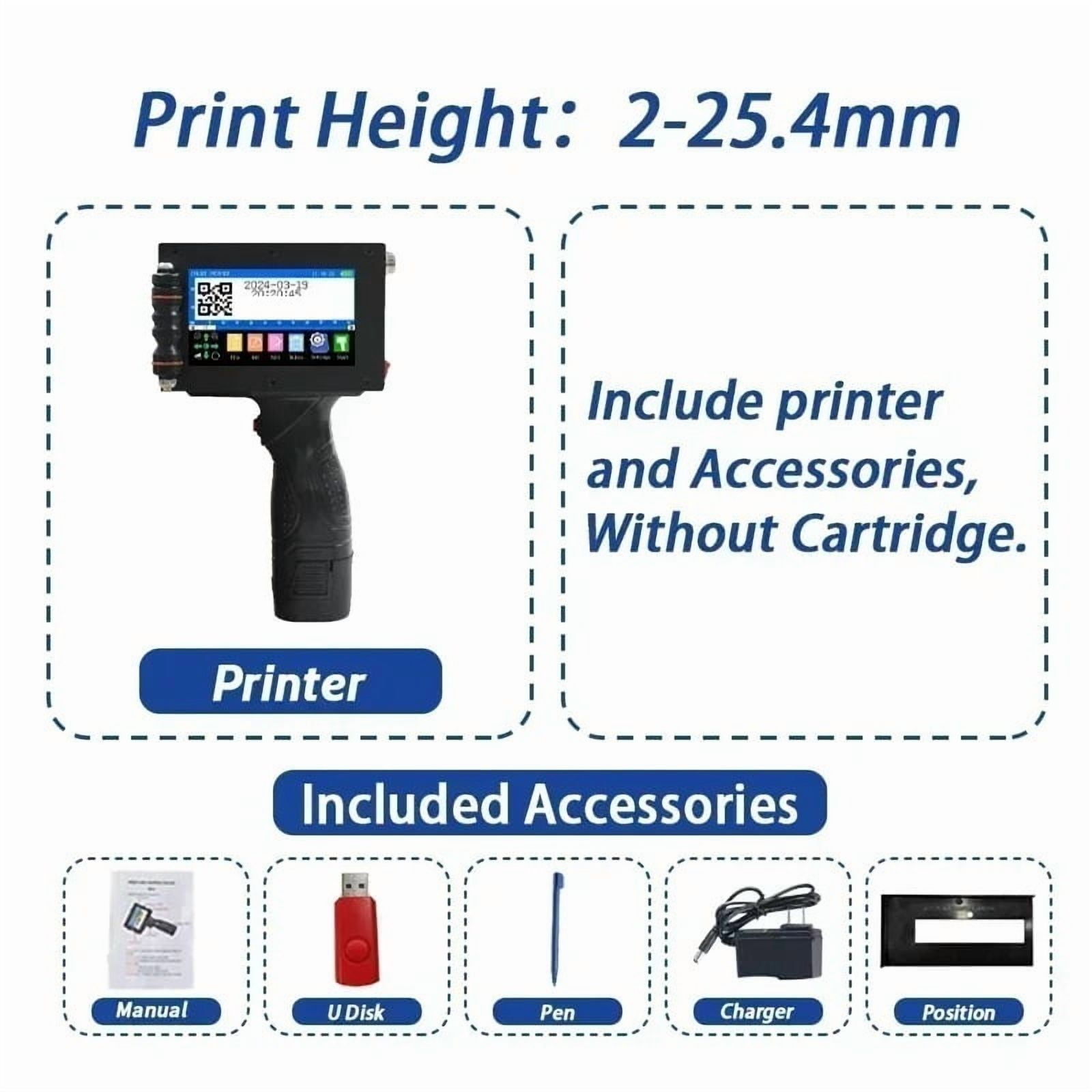 Portable Handheld Inkjet Printer with Fast-Drying Ink Text Barcode Batch Number Logo Label Printer ,Fast-Drying Ink with Crisp Output