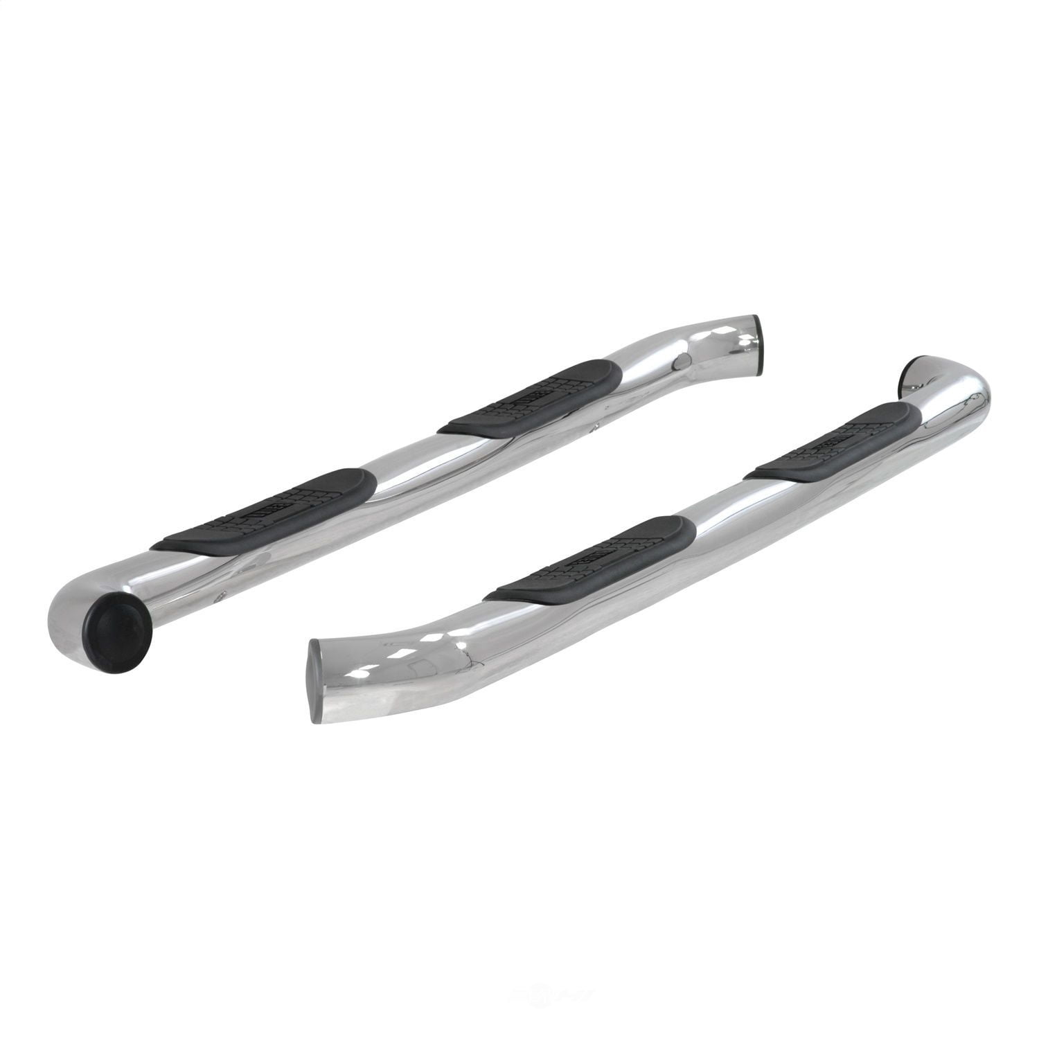 ARIES 203044-2 3in. Round Polished Stainless Side Bars; Select Ford F-150; F-250; F-350, No-Drill