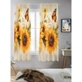 thumbnail image 5 of Sunflower Curtains 63 Inch Length, Sheer Curtains for Bedroom Living Room Window Butterfly Spring Floral Retro Rod Pocket Voile Drapes Kitchen Curtains Small Half Window 42"x63" 2 Panels, 5 of 6