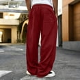 thumbnail image 4 of Mens Joggers, Loose Fit Wide Leg Sweatpants, Elastic Waist Casual Daily Jogger Trousers With Pockets Wine L, 4 of 5