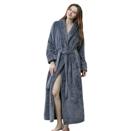 

Xmarks Women s Terry Bathrobe Big & Tall Long Plush Shawl Collar Bathrobe Sleepwear Full Length oft Plush Spa Robe Nightgown Thick Warm Housecoat Loungwear Robe with Pockets S-L Gray