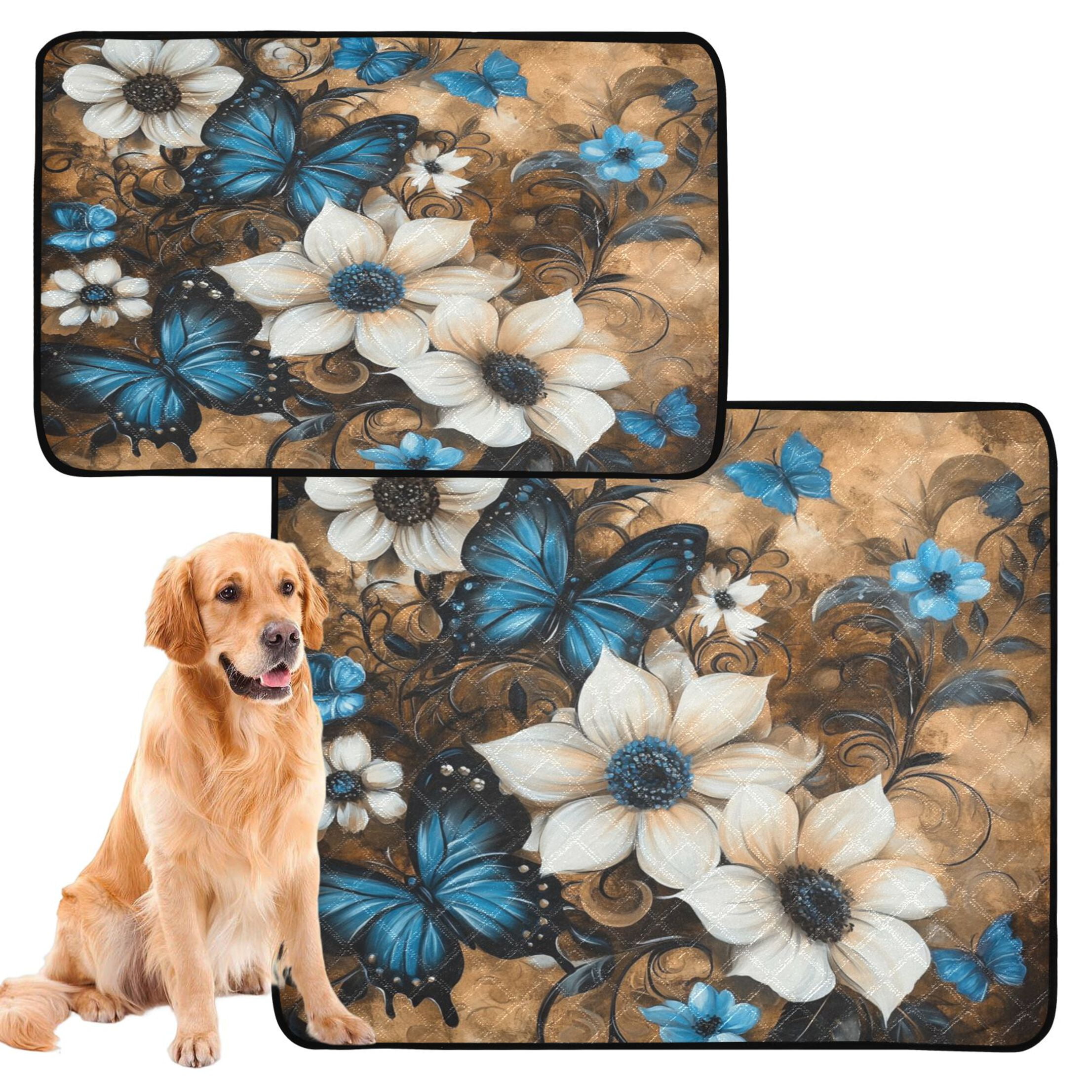 Qxltty Stunning Floral Cat litter Pads Pet Set of 3 Diaper Mats Center Anti-leakage Layer Absorbent Soft and Comfortable