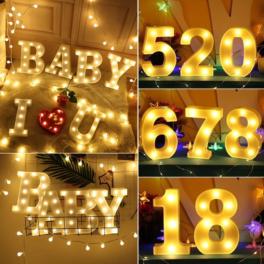 ♡ncmkh♡ CNKOO Romantic 3D 26 Alphabets 0-9 Numbers LED Marquee Sign