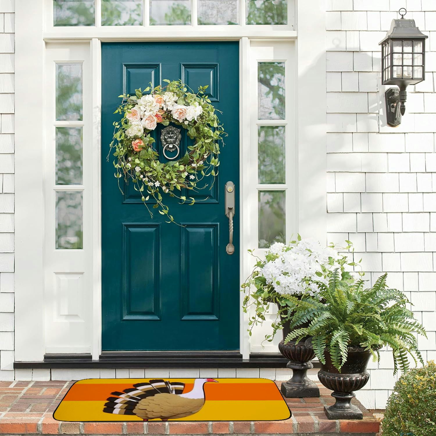 Qinduosi Mats, Fall Thanksgiving Doormat, Front Back Mat Rubber Backing, Non Slip, Indoor &amp; Outdoor, Waterproof, for Entry, Patio, Busy Areas, Turkey 19.68*47.24 in