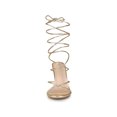 thumbnail image 6 of BLISSFUL STEP Lace Up Slingback Strappy Stiletto Heels Sandals for Women Gold 8, 6 of 7