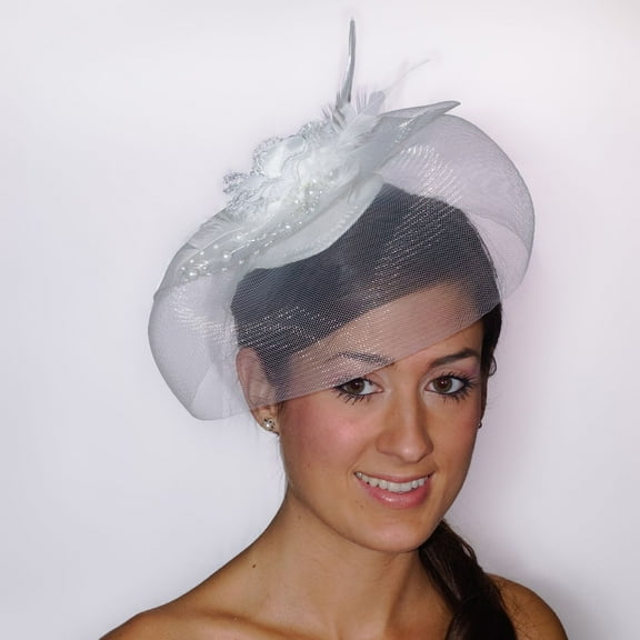 White Derby, Easter, Wedding Fascinator Hat
