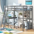 thumbnail image 6 of Costway Twin Size Loft Bed w/ Desk & Shelf 2 Ladders & Guard Rail for Kids Teens Bedroom Grey, 6 of 10