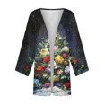 thumbnail image 6 of Women's Casual and Fashionable Christmas Printed Lightweight Mid-Length Jacket Cardigan, for Spring and Fall Wear,Navy,S, 6 of 7