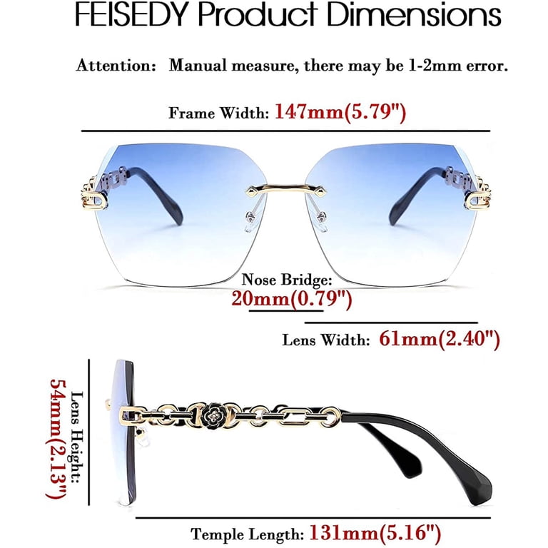 FEISEDY Classic Rimless Sunglasses Women Metal Frame Diamond  display picture 2