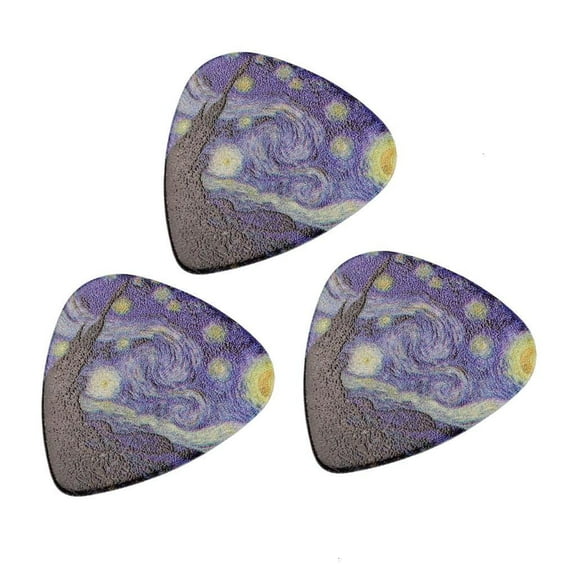 Necvior 3Pcs Unique Starry Folk Guitar Plectrum Thin Medium and Heavy Pick for Electric, Acoustic Guitar, Mandolin and Bass