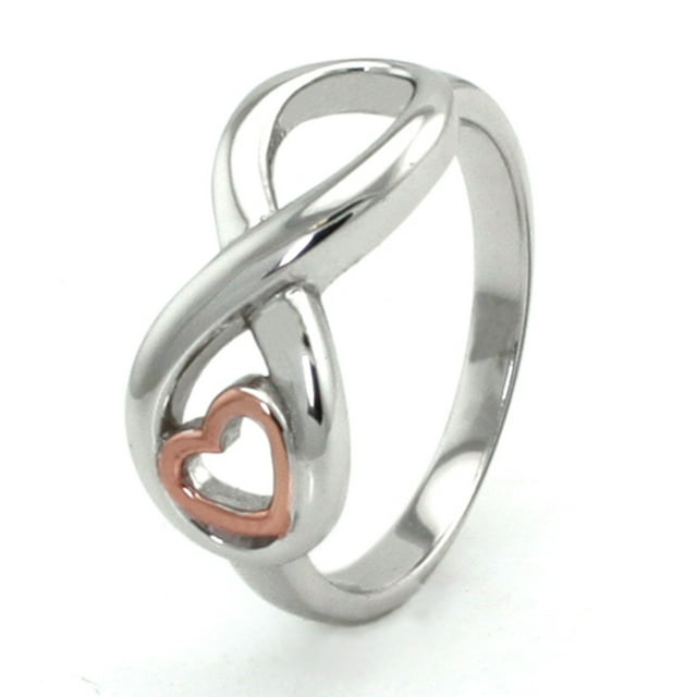 Sterling Silver Rose Gold Heart Classic Iconic Infinity Symbol Promise
