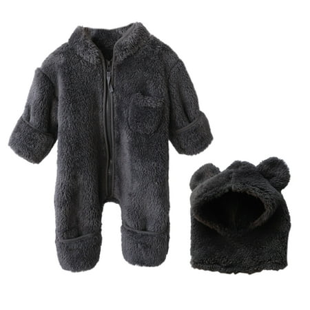 

Newborn Baby Fleece Lined Onesie Jumpsuit Warm Romper for Infant 66cm，G50894