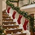 thumbnail image 4 of W Knitted Christmas Stocking With Embroidered Alphabet, Polyester Material And Candy Bag For Holiday Home Decor And Kids Gift, 18X8.6In, 0.5Lb, 4 of 6