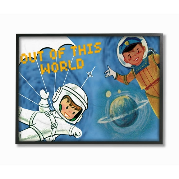 The Kids Room by Stupell Out Of This Word Space Astronaut Cartoon Kids Nursery Design Framed Wall Art by The Saturday Evening Post