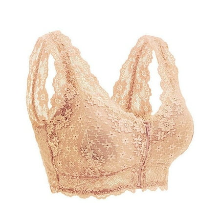 

QWZNDZGRZipper Front Sexy Lace Bralette Women Leaf Mesh Bra Camis Underwear for Femme Padded Push Up Lingerie Crop Tops Brassiere