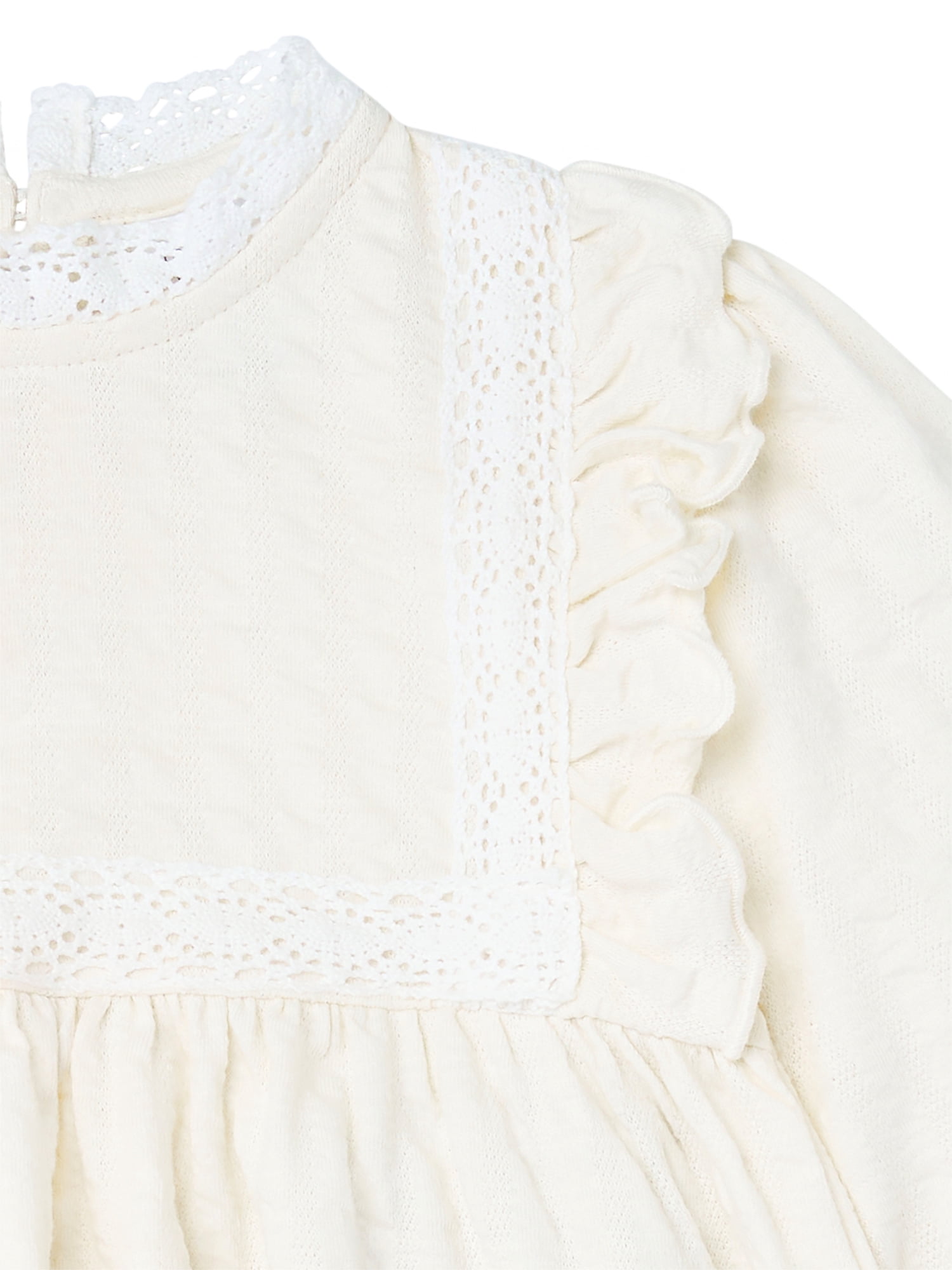 Modern Moments by Gerber Toddler Girl Ruffled Dress with Crochet Lace Detail, Sizes 12M-5T