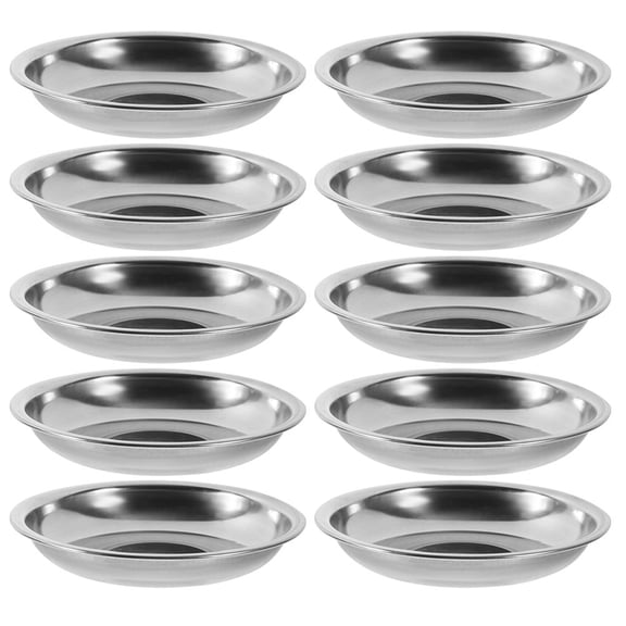 SOPOTUTU Seasoning Plate Dipping Bowls 10Pcs Stainless Steel Silver