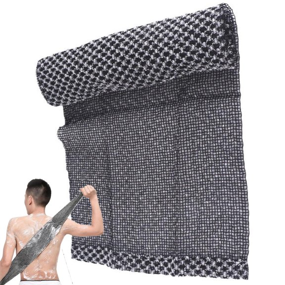 Exfoliating Antibacterial Shower Towel,Exfoliating Towel For Shower,Exfoliating Shower Towel,Back and Body Scrubbers for Smooth Skin,Quick-Drying,Durable(Black 40*10in/100*25cm)from Biweutydys
