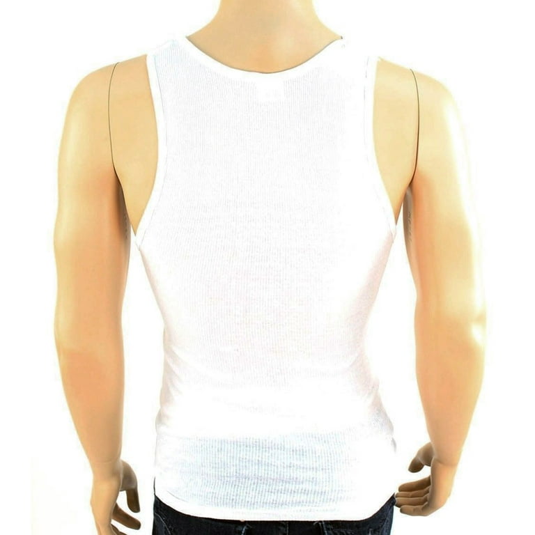 6 Pack Cotton Mens A-Shirt Ribbed Tank Top Undershirt Vest Casual Tee White  3XL
