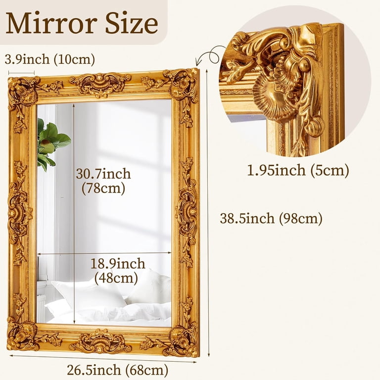 Chende 47x32 Inch Large Wall Mirror - Modern 3D Glass Frame Accent Mirror For Living Room, Entryway, Dining